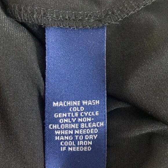 Chaps Black & White Cap Sleeve Dress Ruched Waist XL - Picture 4 of 7